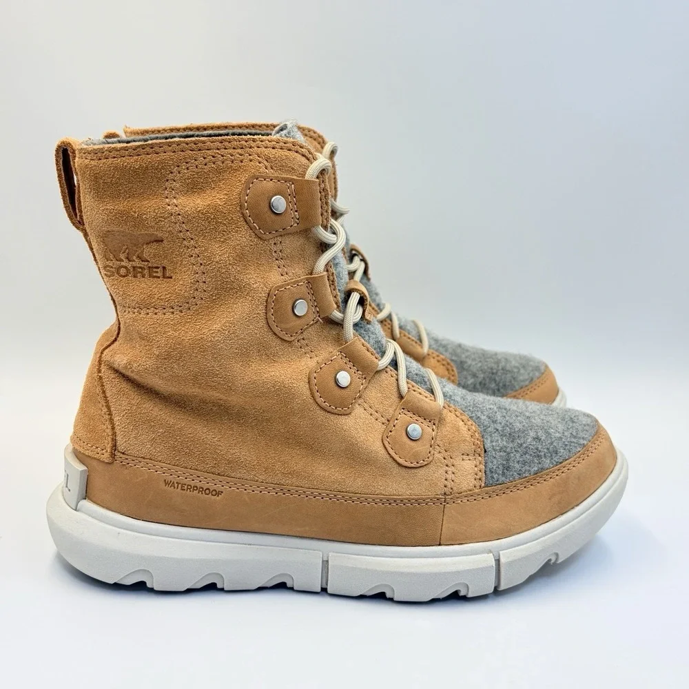Sorel Explorer II Joan Felt NL4460-253 Women's Size 7.5 Camel Waterproof Boots
